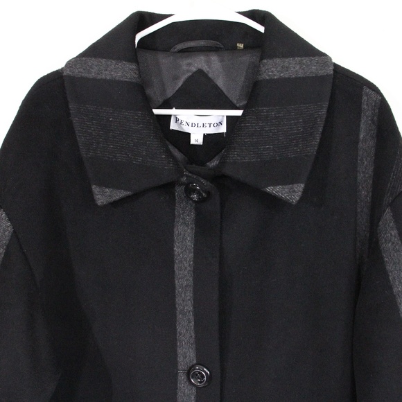 Pendleton Wool Coat Women sz 14 Pockets Winter Classic Style Plaid Long - Picture 4 of 11